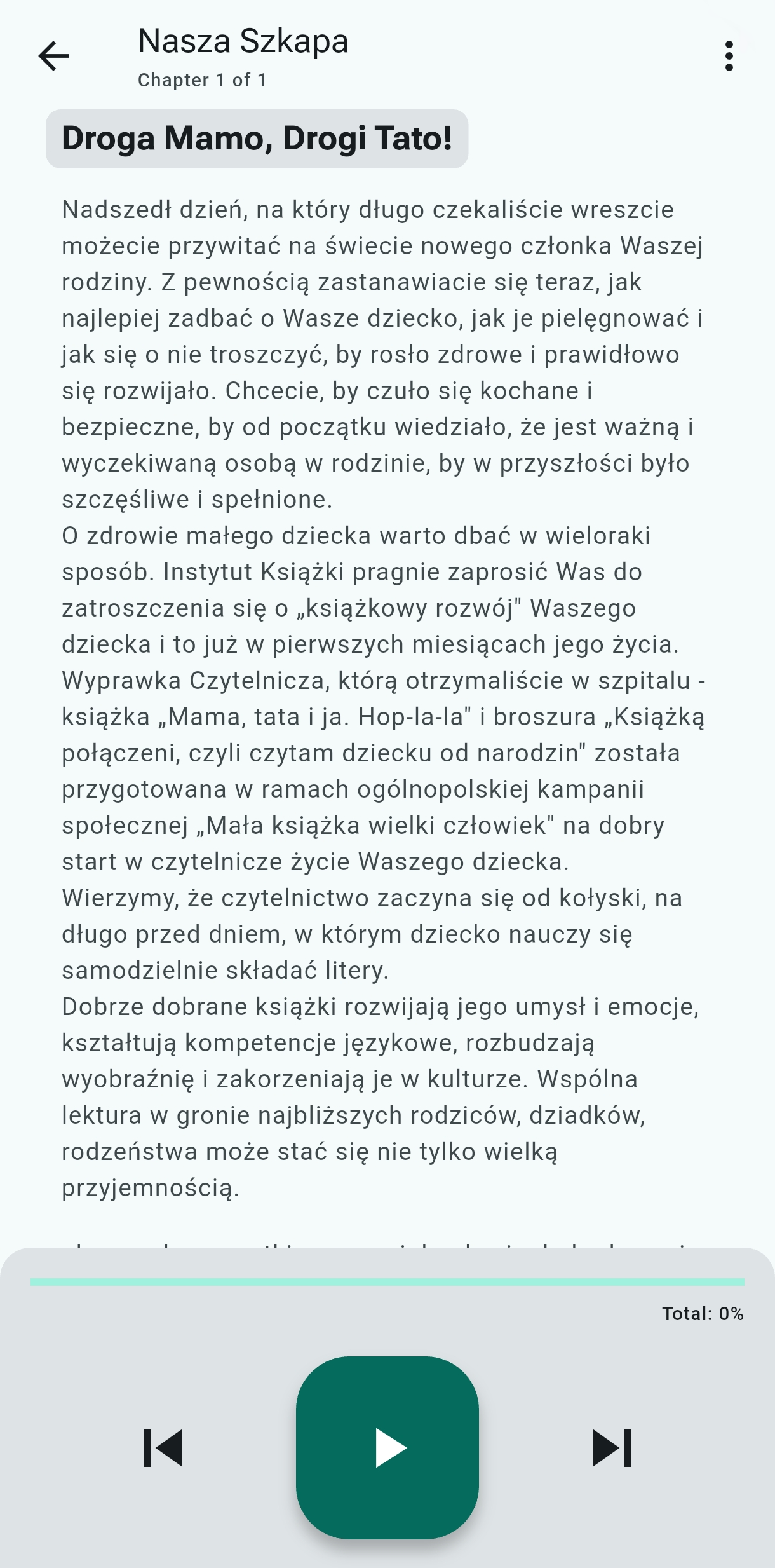 Listen to your scanned book with chapter navigation